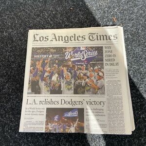 Los Angeles Times Newspaper - Dodgers World Series Victory